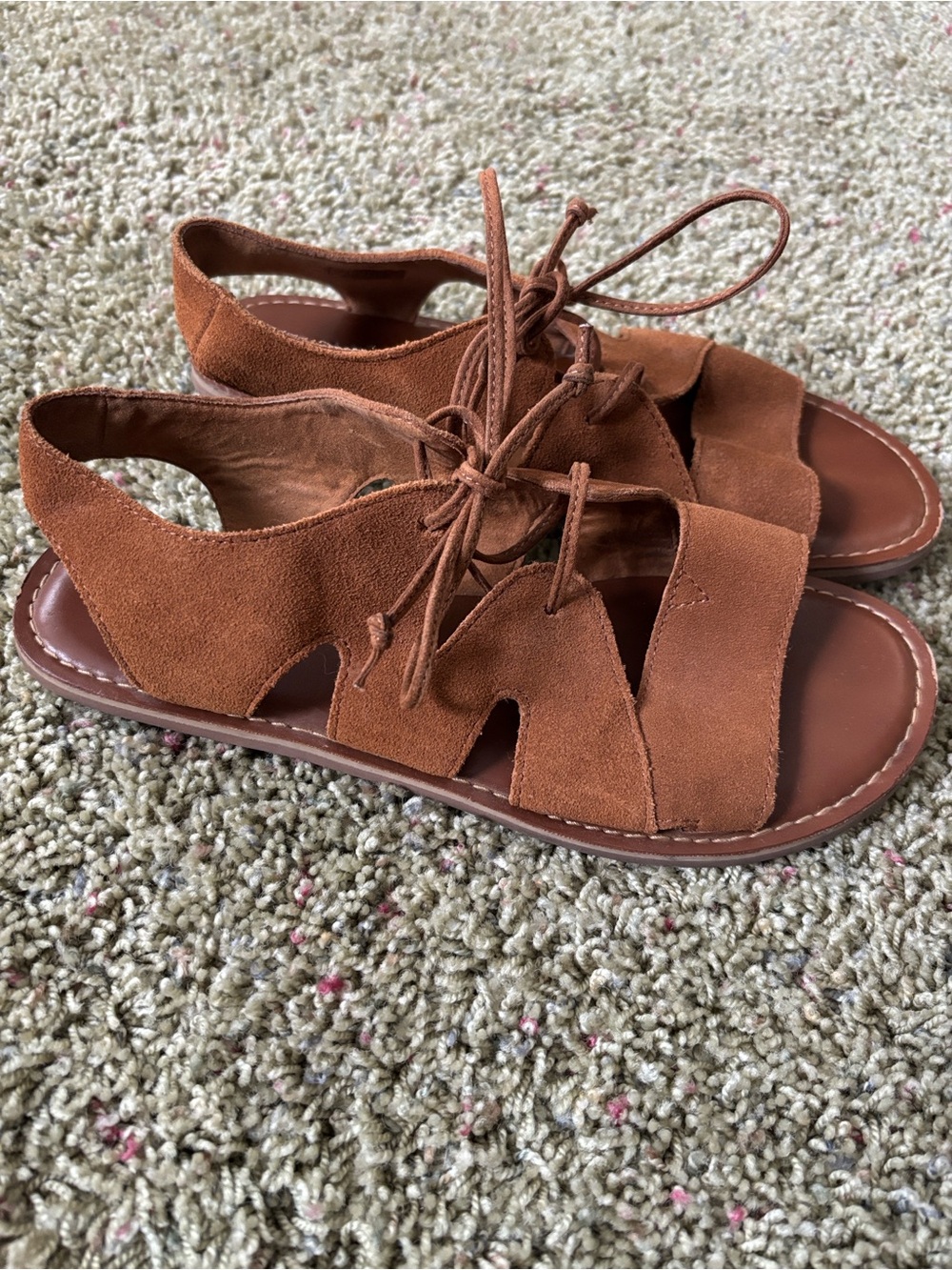 TOMS Calipso Suede Gladiator Lace Up Sandals Cinnamon Brown Size 8